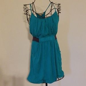 Turquoise dress with pockets